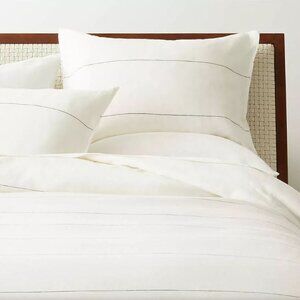 CB2 MARANT LINEN STRIPE WHITE AND BLACK FULL/QUEEN DUVET COVER and two Shams